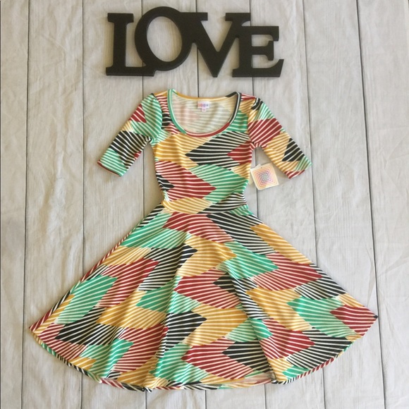 NWT LuLaRoe XXS Nicole Multi-Color Striped Dress - Picture 8 of 8